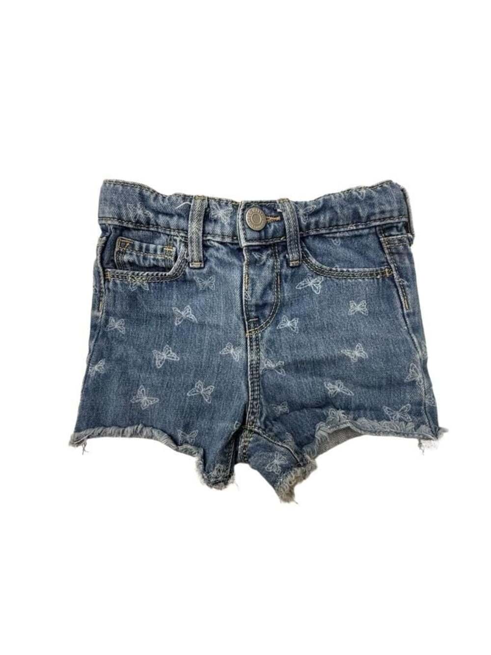 Old Navy Girls Denim Butterfly Print Raw Hem Shorts